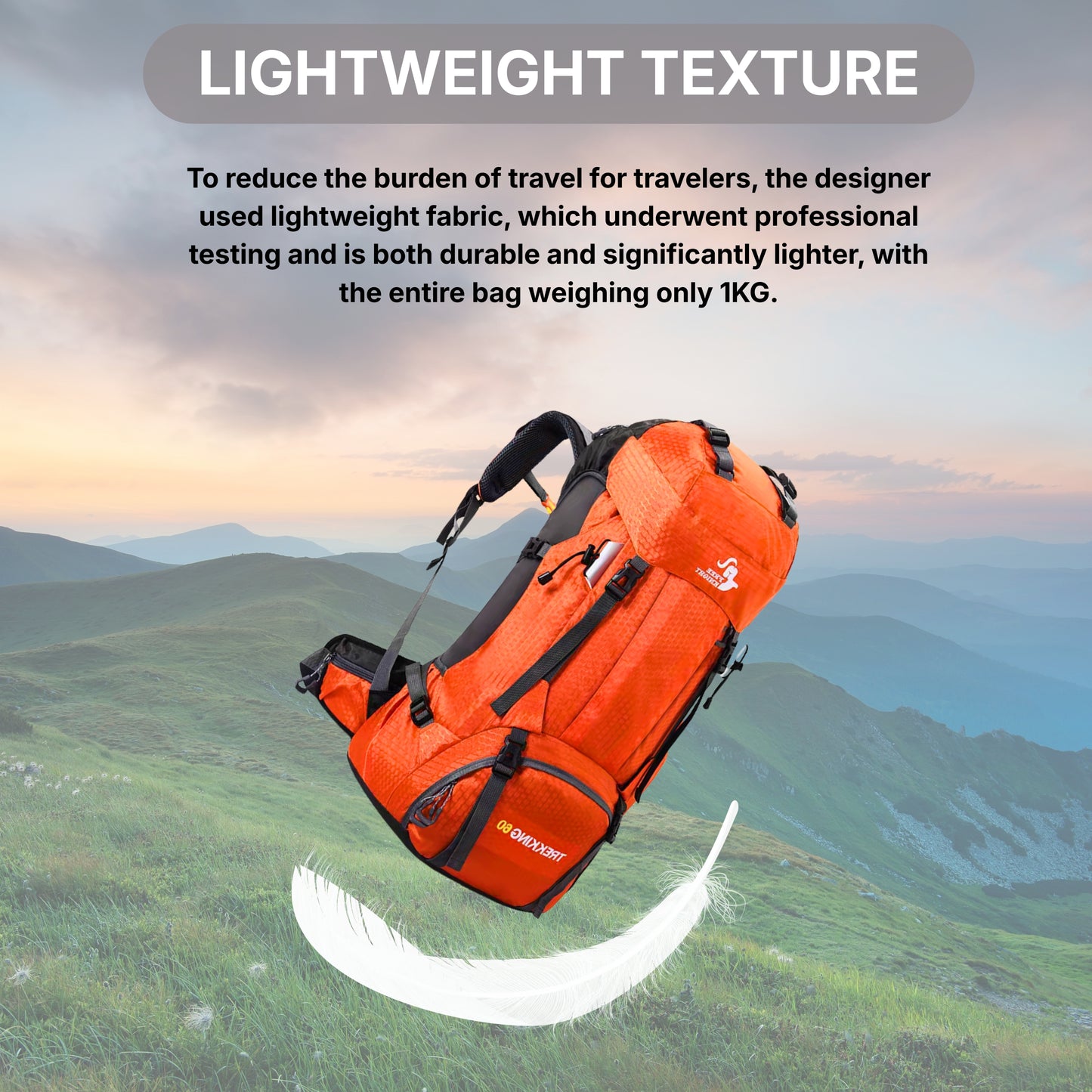 KARRIER Rugged 60L Trekking Bag - Padded Support & Water-Resistant Rucksack