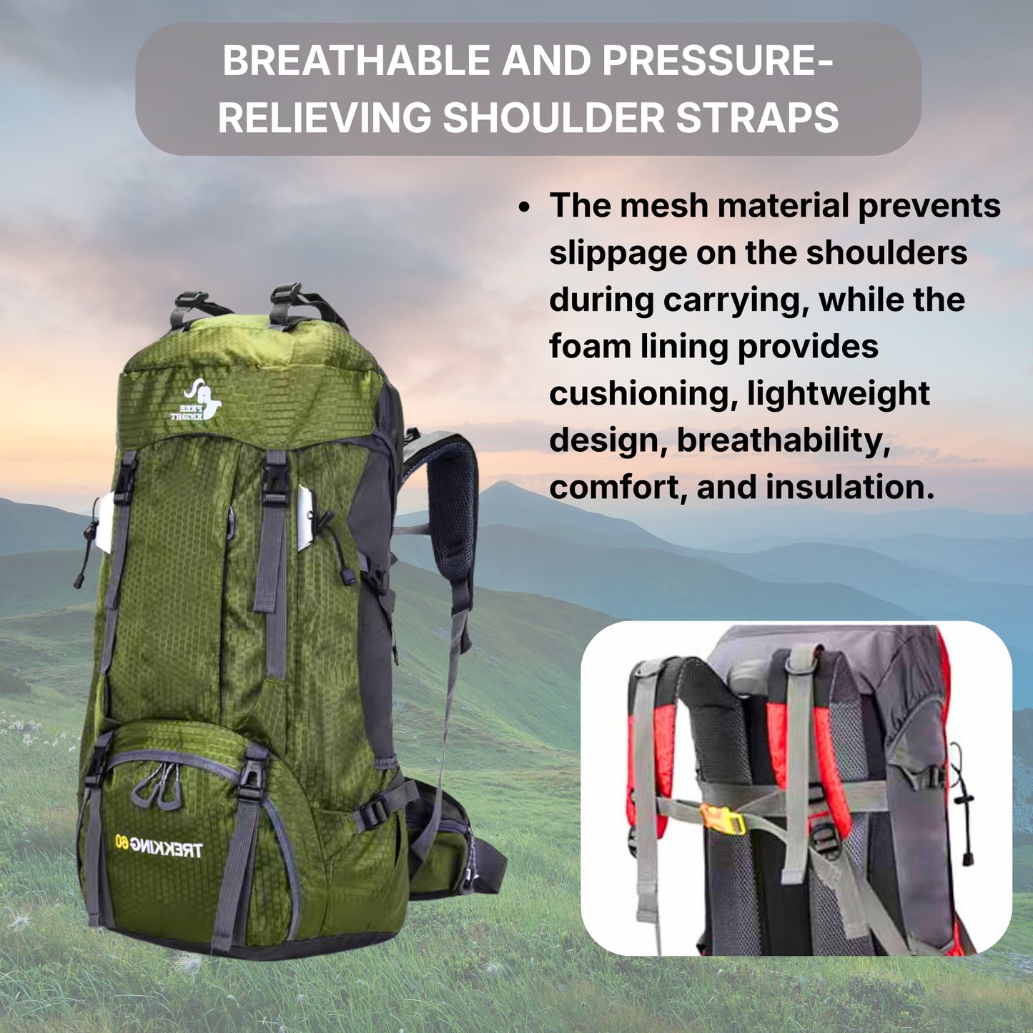 KARRIER Rugged 60L Trekking Bag - Padded Support & Water-Resistant Rucksack