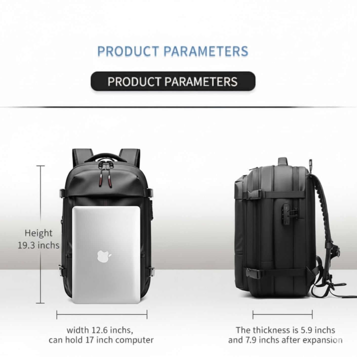 Vacuum Compression Backpack with Built-in System for Clothes & Gear Laptop Bags