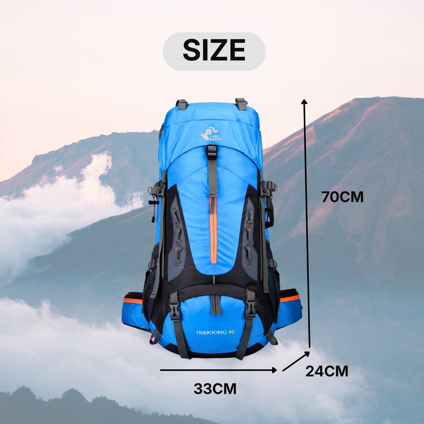 KARRIER Rugged 60L Trekking Bag - Padded Support & Water-Resistant Rucksack